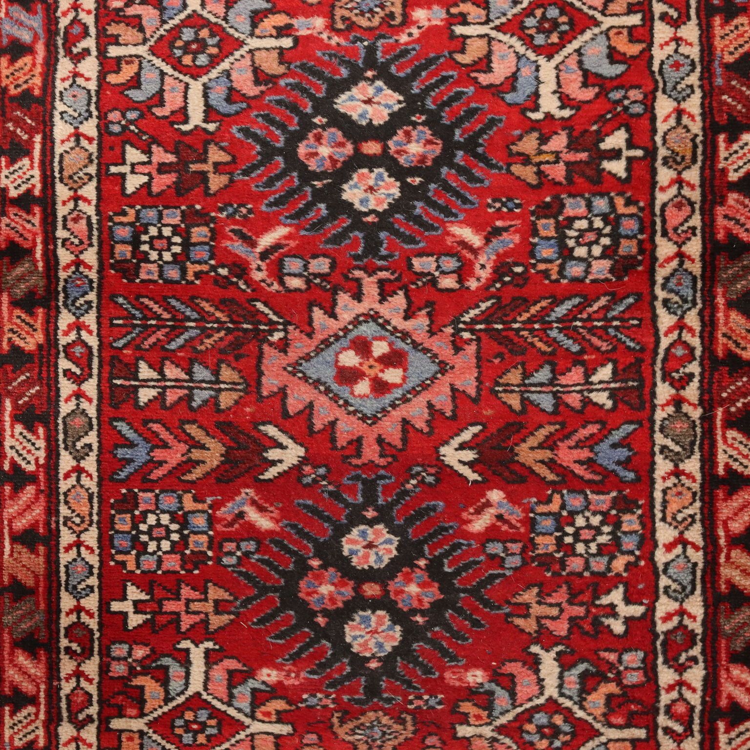 Antique Asian Carpet Cotton Wool Heavy Knot Handmade 191 X 34 In photo Textiles