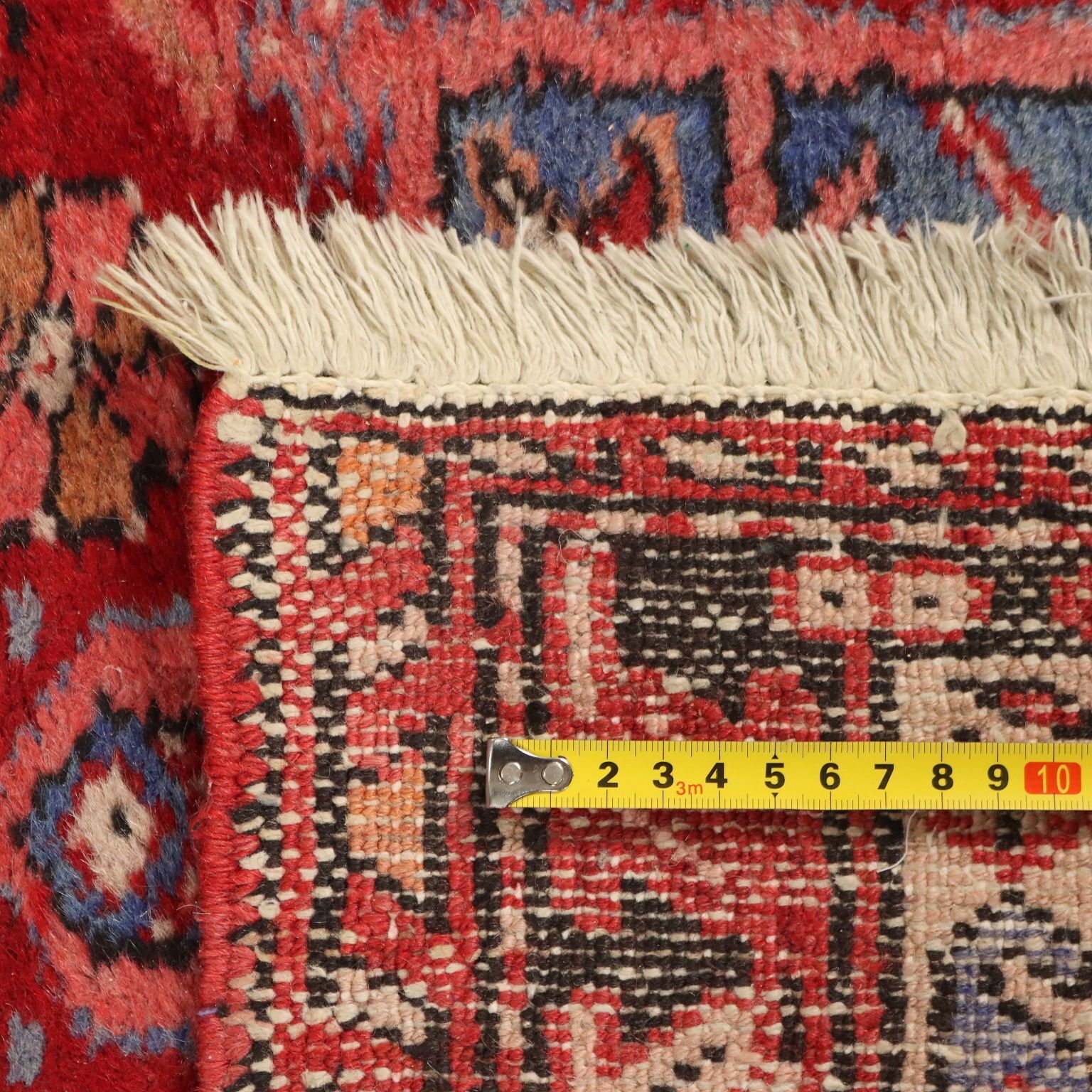 Antique Asian Carpet Cotton Wool Heavy Knot Handmade 191 X 34 In photo vintage
