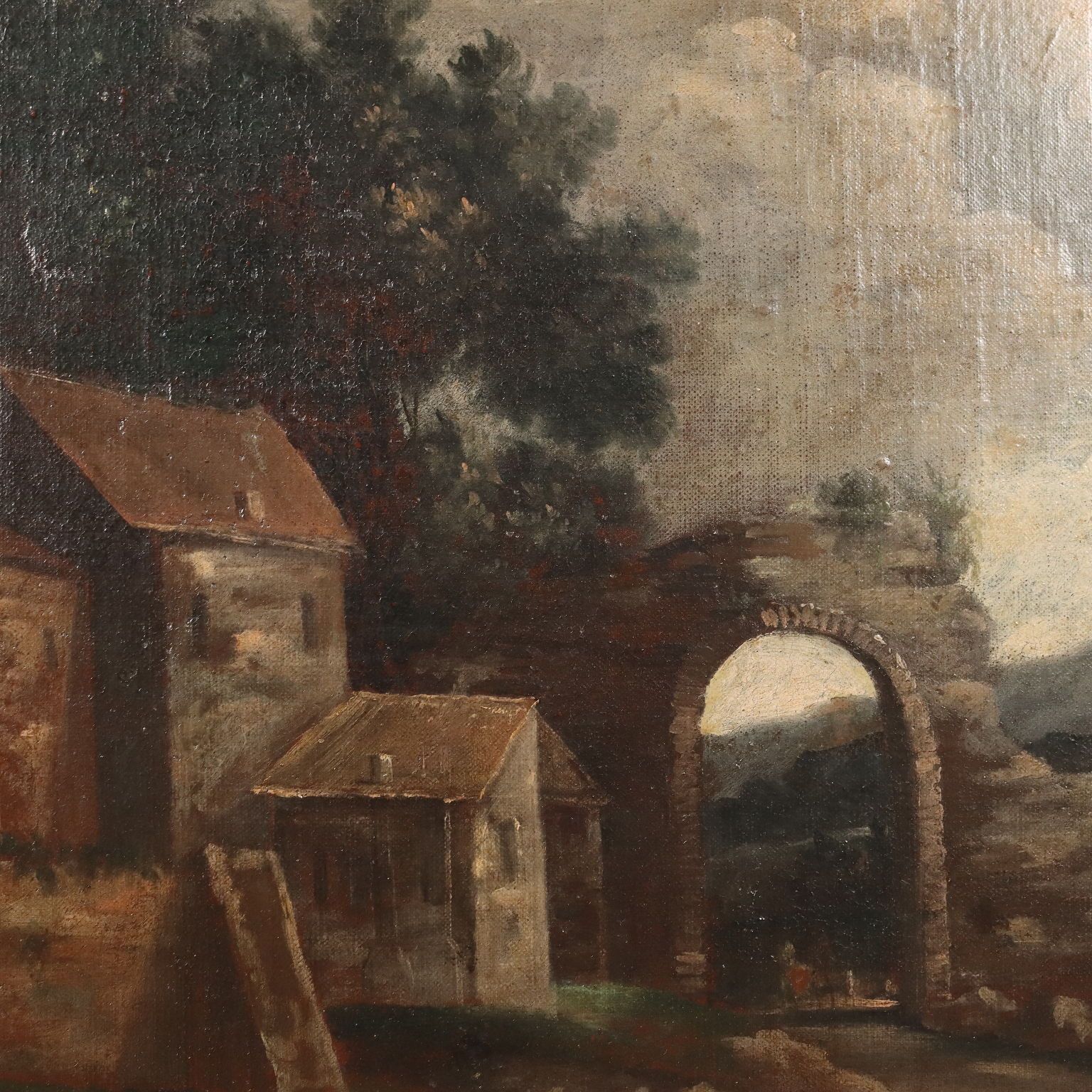 Antique Painting Landscape And Figures Oil On Canvas XVIII Century photo buy