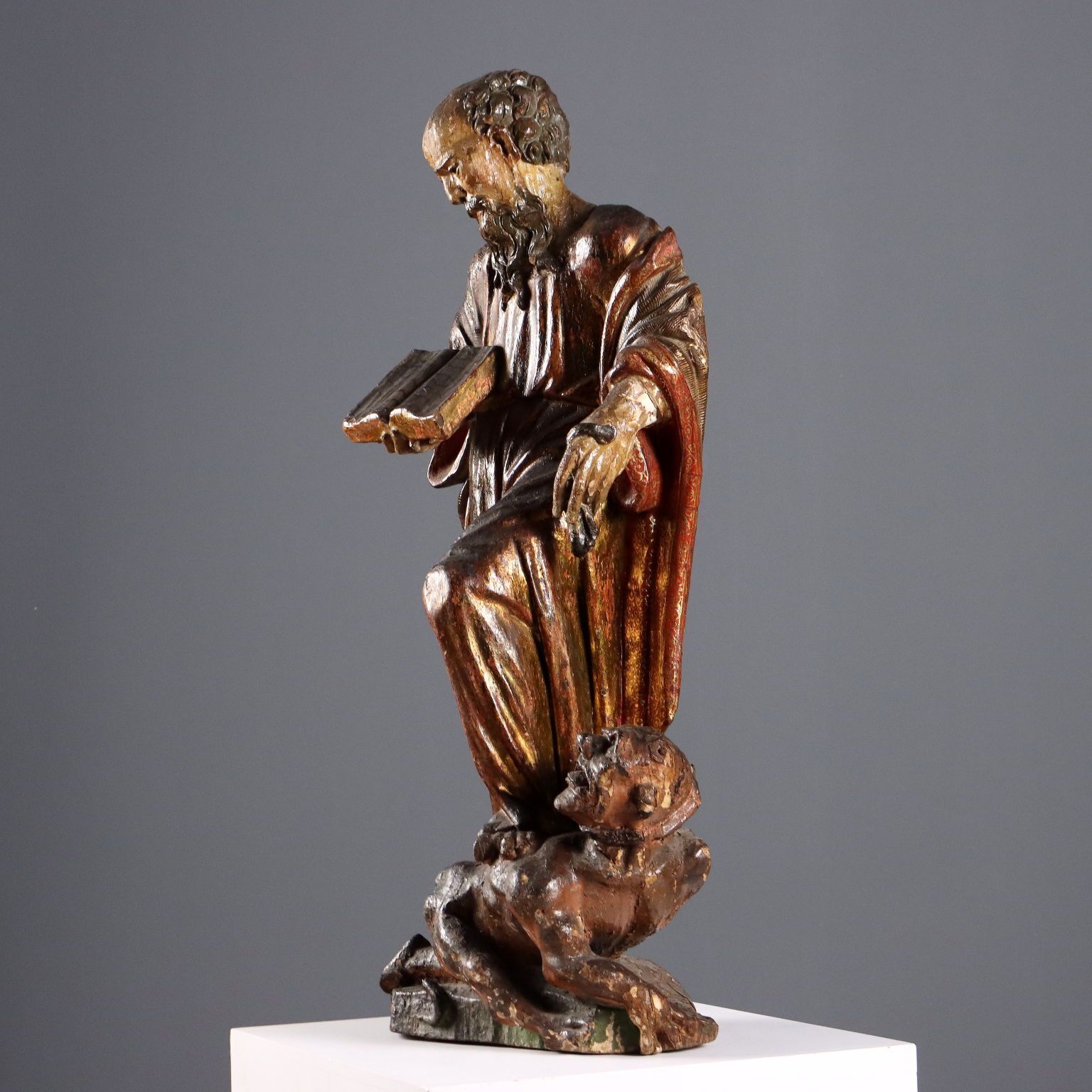 Antique Wooden Sculpture Saint Bernard Of Clairvaux XVII Century photo buy