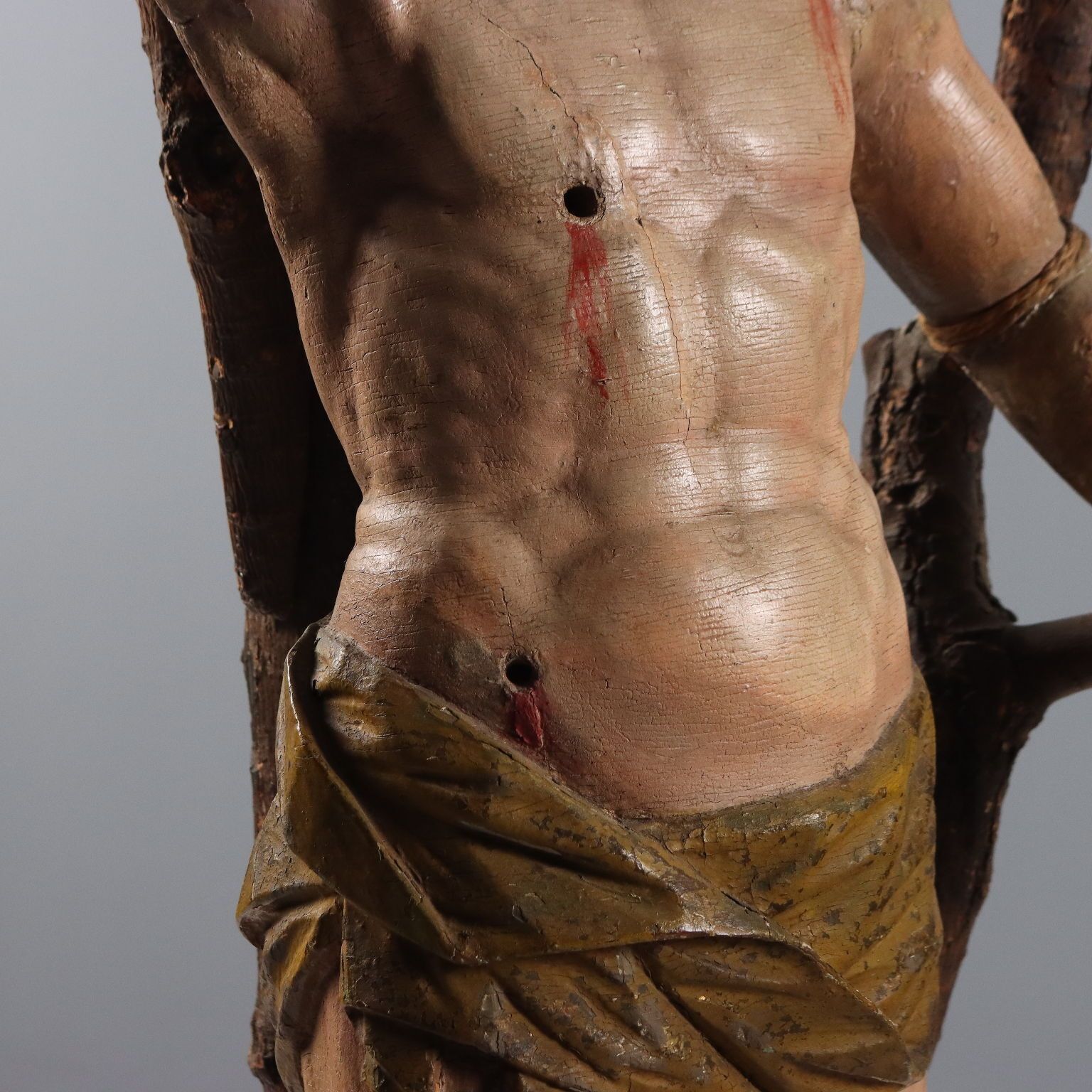 Antique Sculpture Saint Sebastian Carved Wood Italy XVII Century photo 5010.0