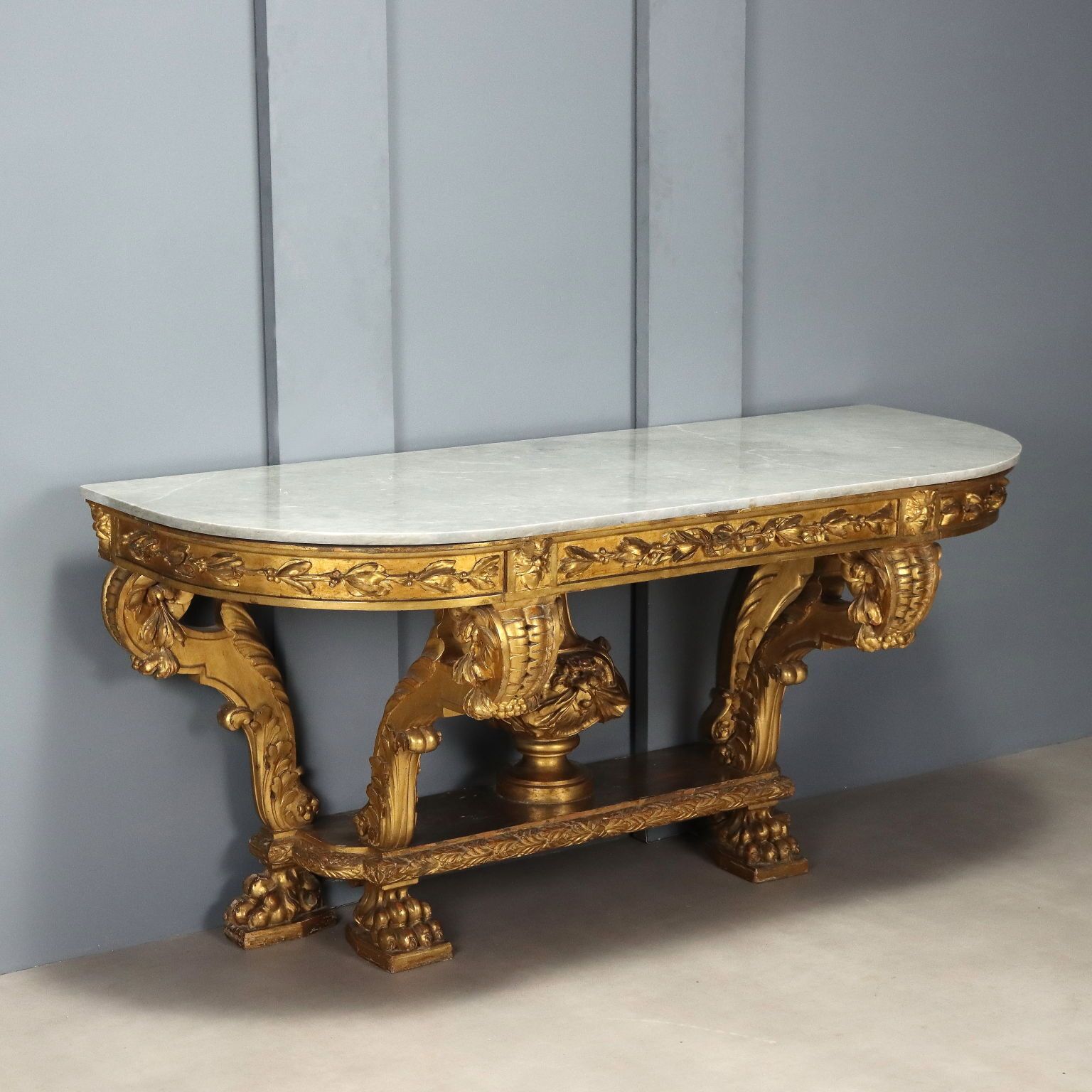 Antique Console Carved Wood Decorations Italy XIX Century