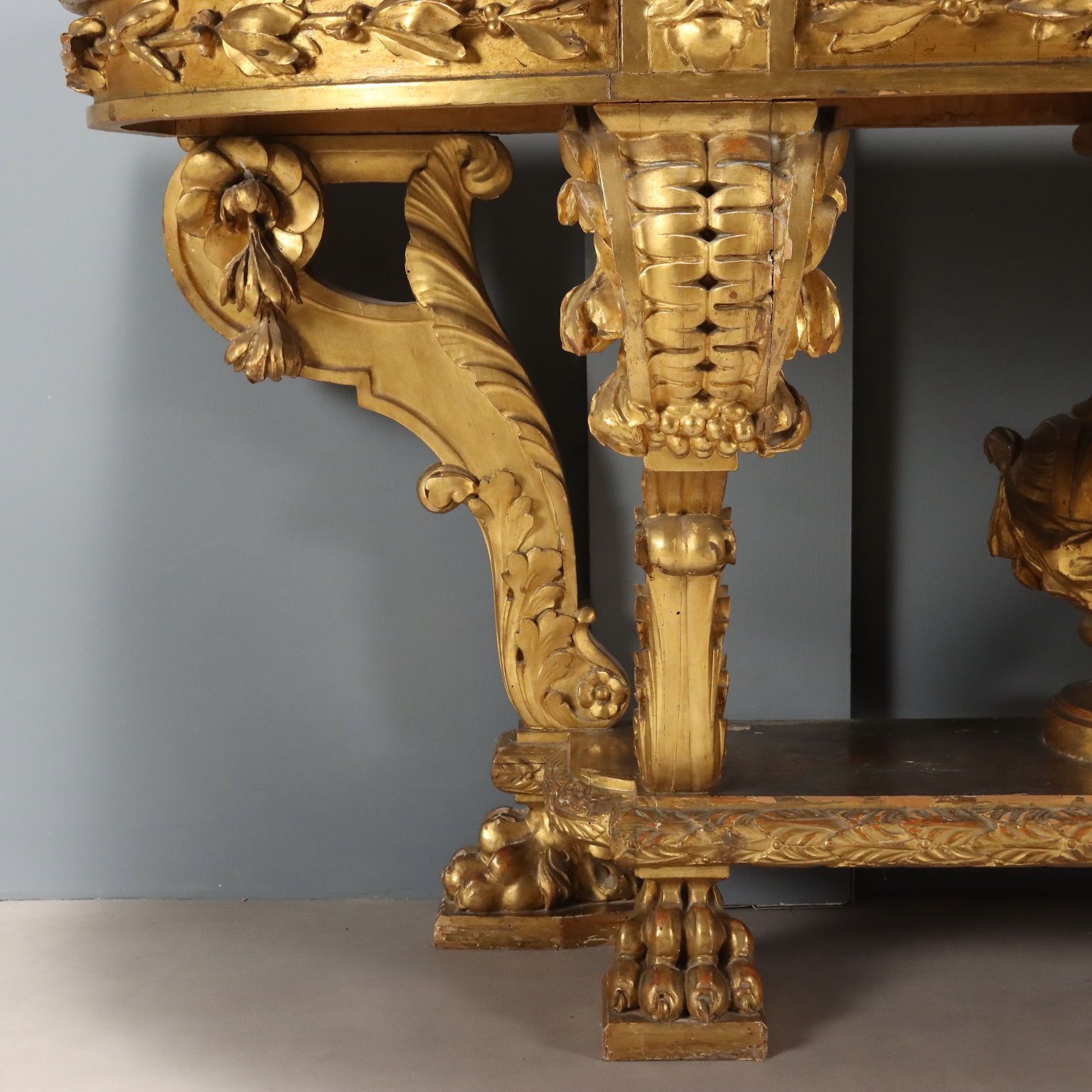 Antique Console Carved Wood Decorations Italy XIX Century photo vintage