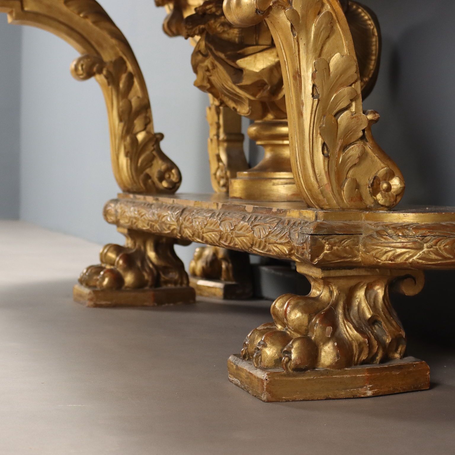 Furniture Antique Console Carved Wood Decorations Italy XIX Century photo