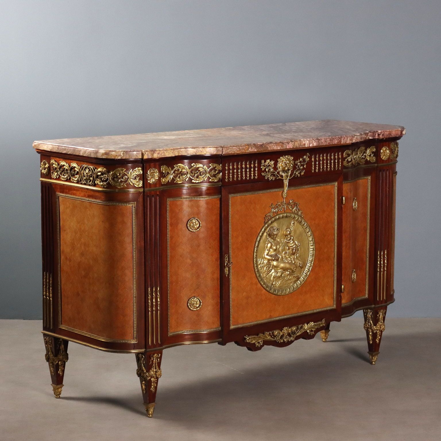 Antique Cupboard Louis XVI Mahogany Gilded Bronze XX Century