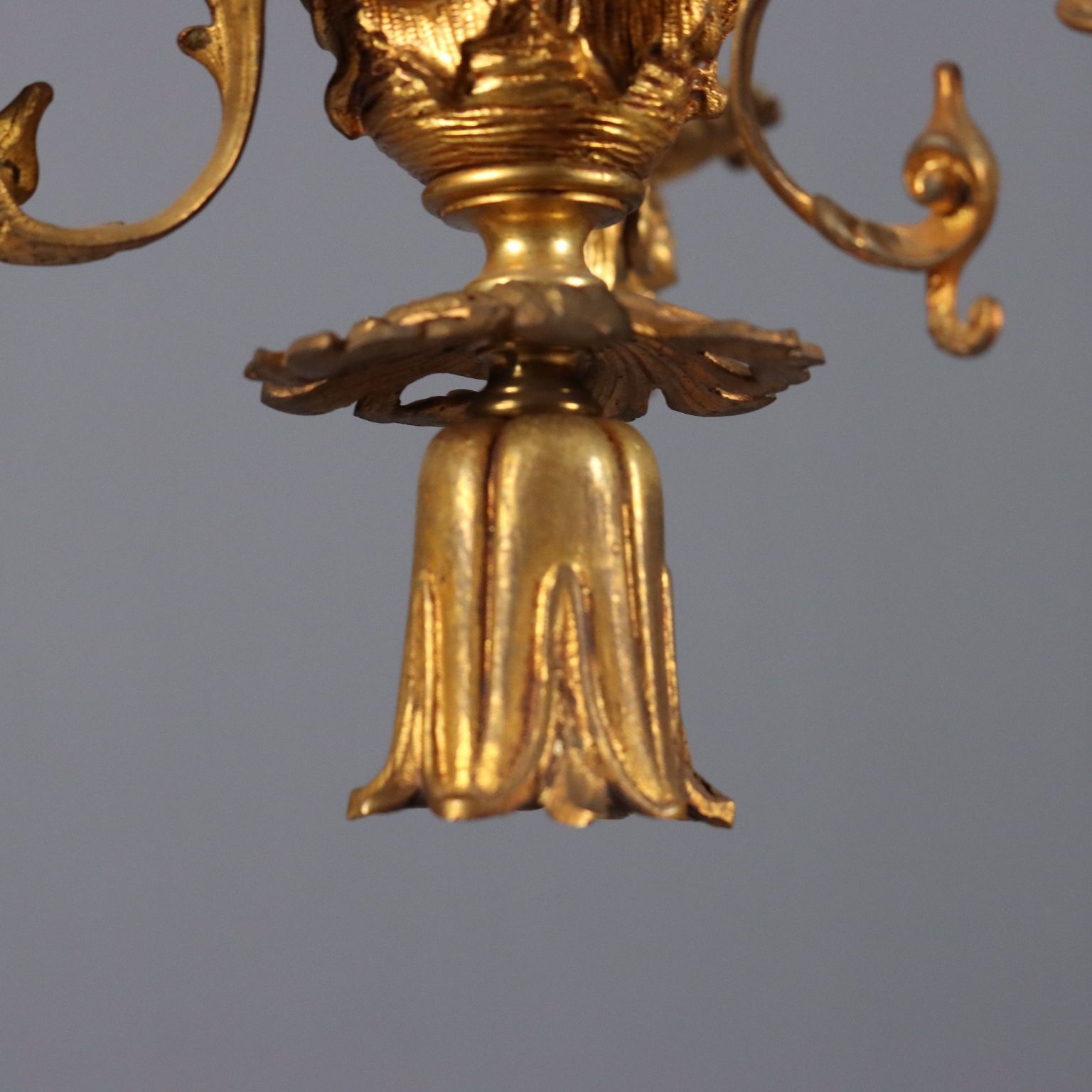 Antique Chandelier Gilded Bronze 3 Lights Italy XX Century photo vinterior