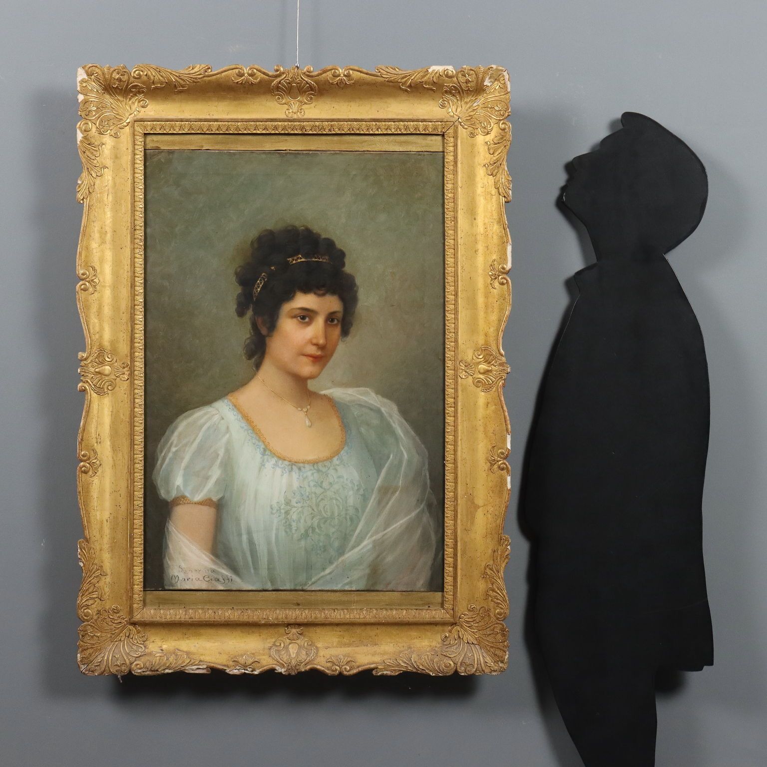 Antique Painting Signed Scifoni Oil On Canvas Italy XIX Century photo furniture