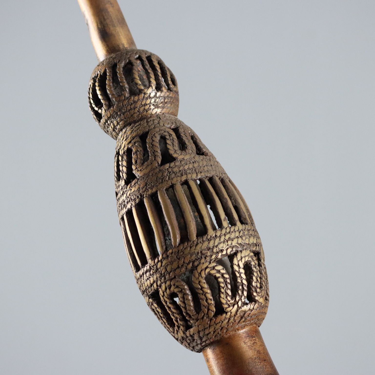 Ethnic Pipe Bronze Bamun Art Camerun Africa XX Century photo vinterior