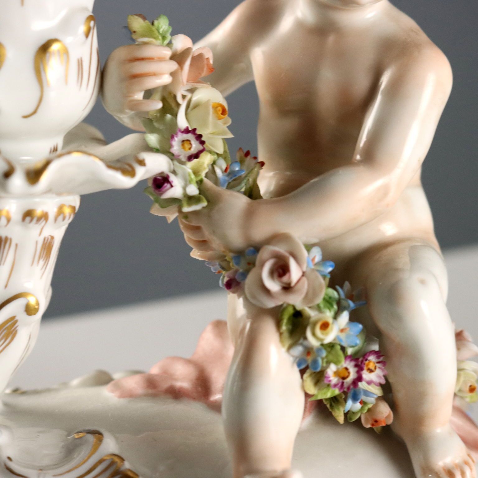 Antique Candle Holders Porcelain Capodimonte XX Century photo 380.0