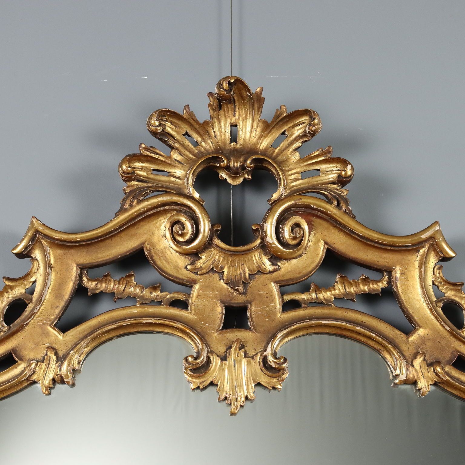 Antique Mirror Carved Gilded Wood Italy Early XX Century photo for sale