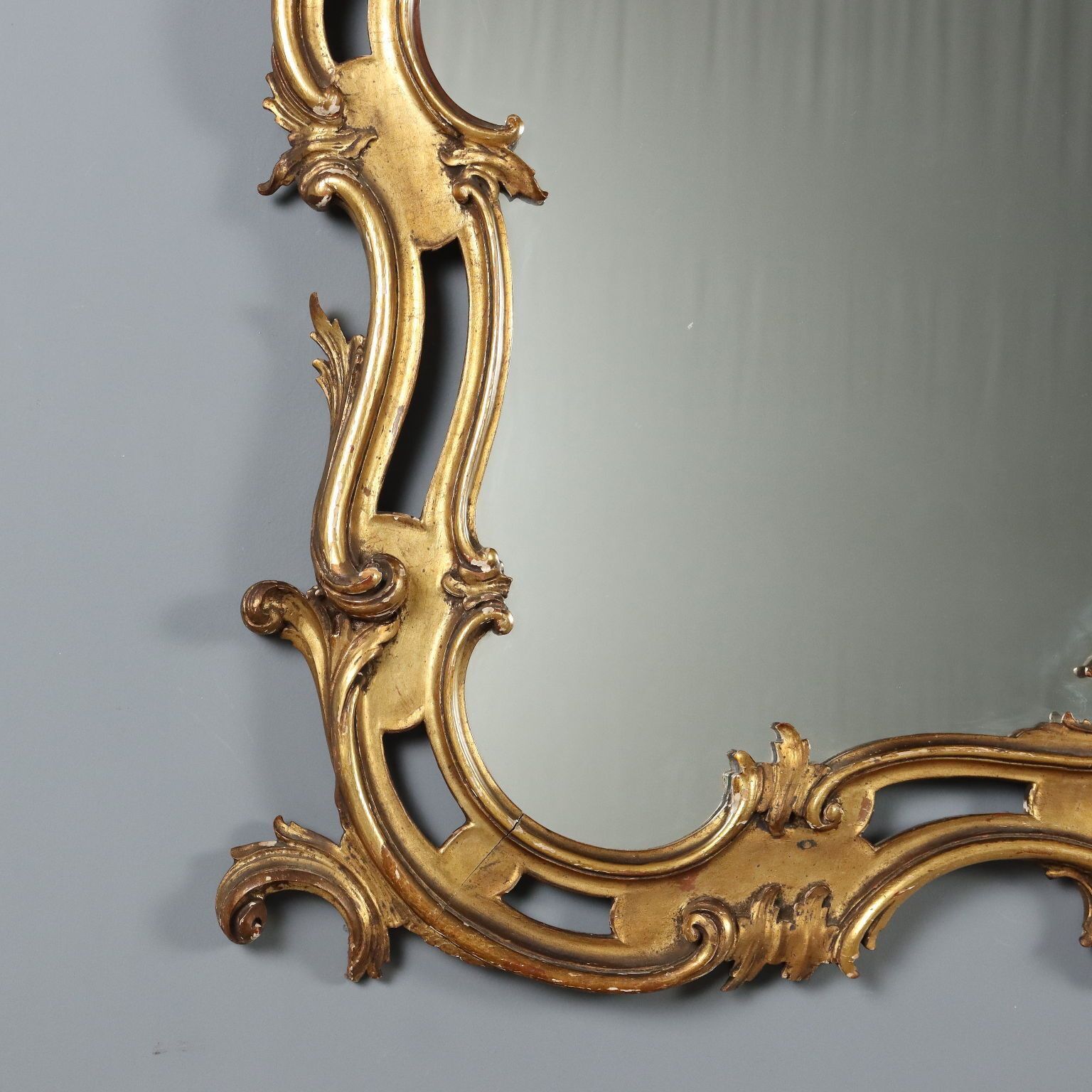 Antique Mirror Carved Gilded Wood Italy Early XX Century photo vinterior