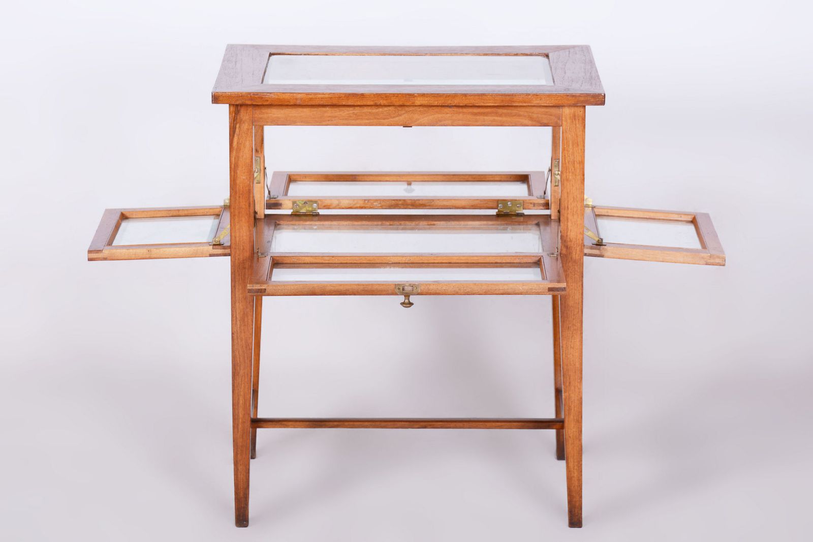 photo for sale Restored Art Deco Serving Trolley, Walnut, Faceted Glass, Czech, 1920s