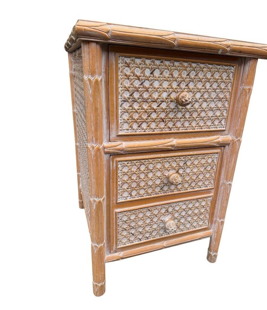 A 1980s Colonial Style Carved Wood And Rattan Desk By Roche Bobois photo vinterior