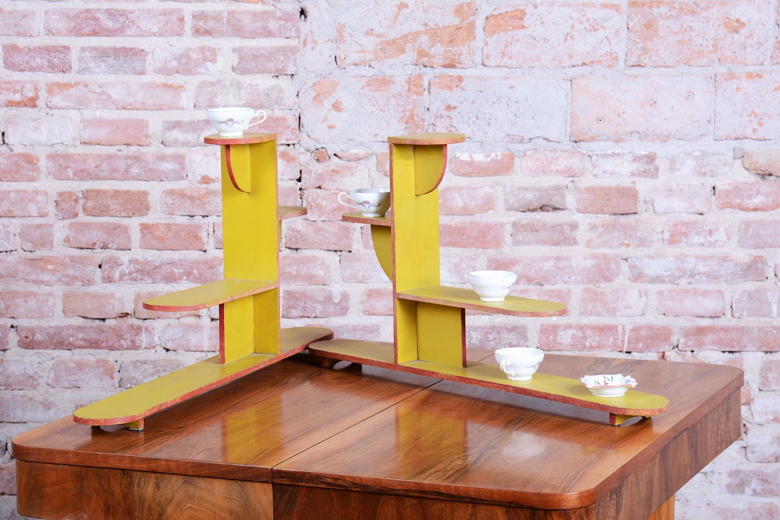Pair Of Original Art Deco Flower Stands, Lacquered Wood, Czech, 1930s photo furniture