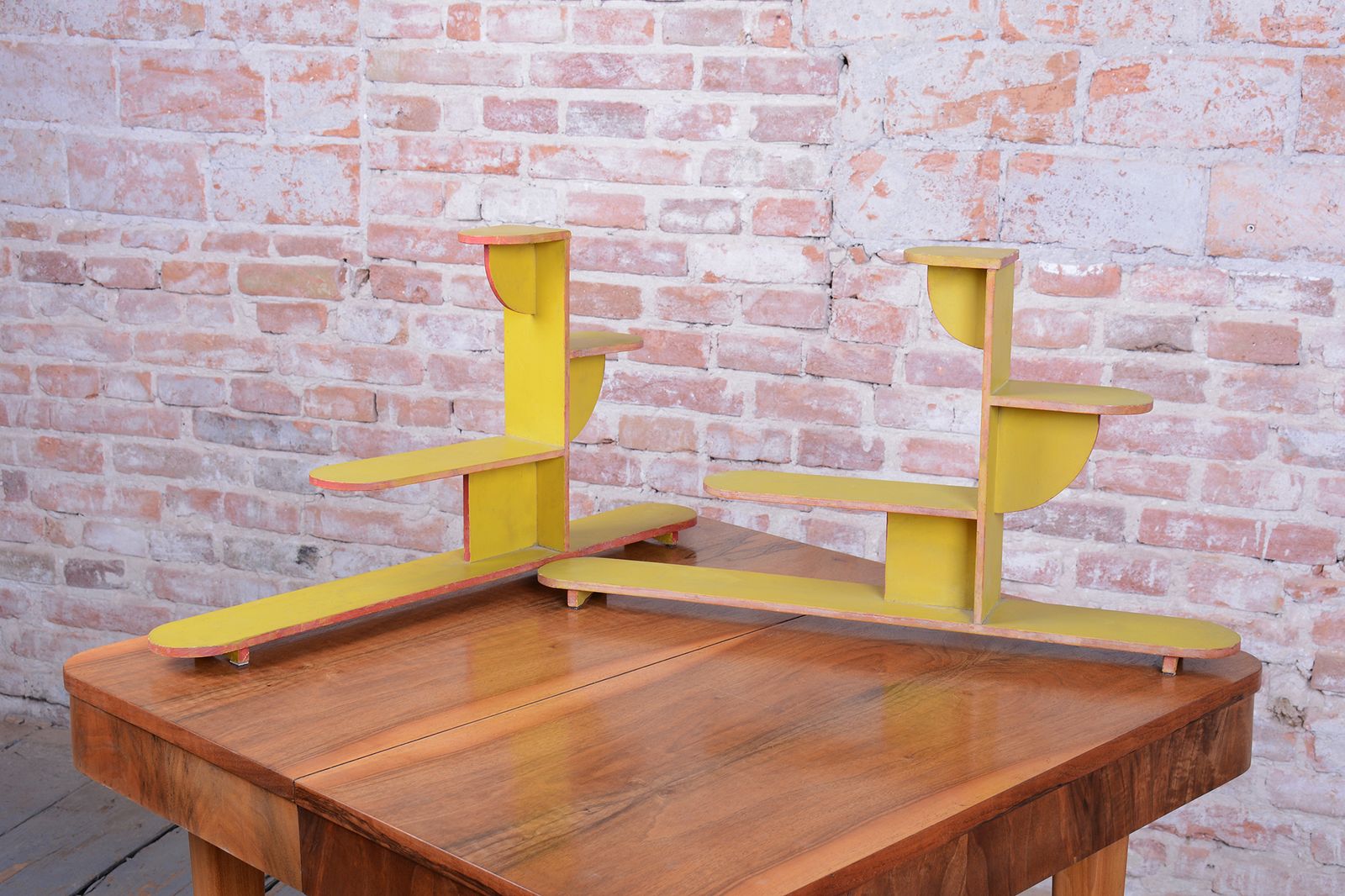 Pair Of Original Art Deco Flower Stands, Lacquered Wood, Czech, 1930s photo 350.0