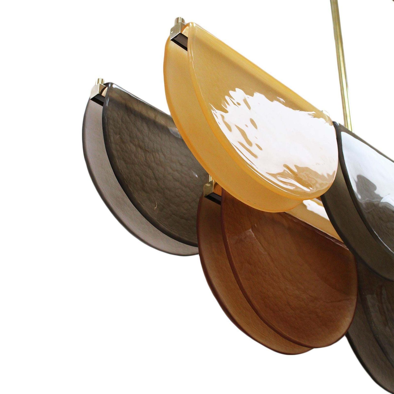 Contemporary Elongated Ceiling Lamp Made Of Murano Glass And Brass In Earth Tones, Italy photo 6093.0
