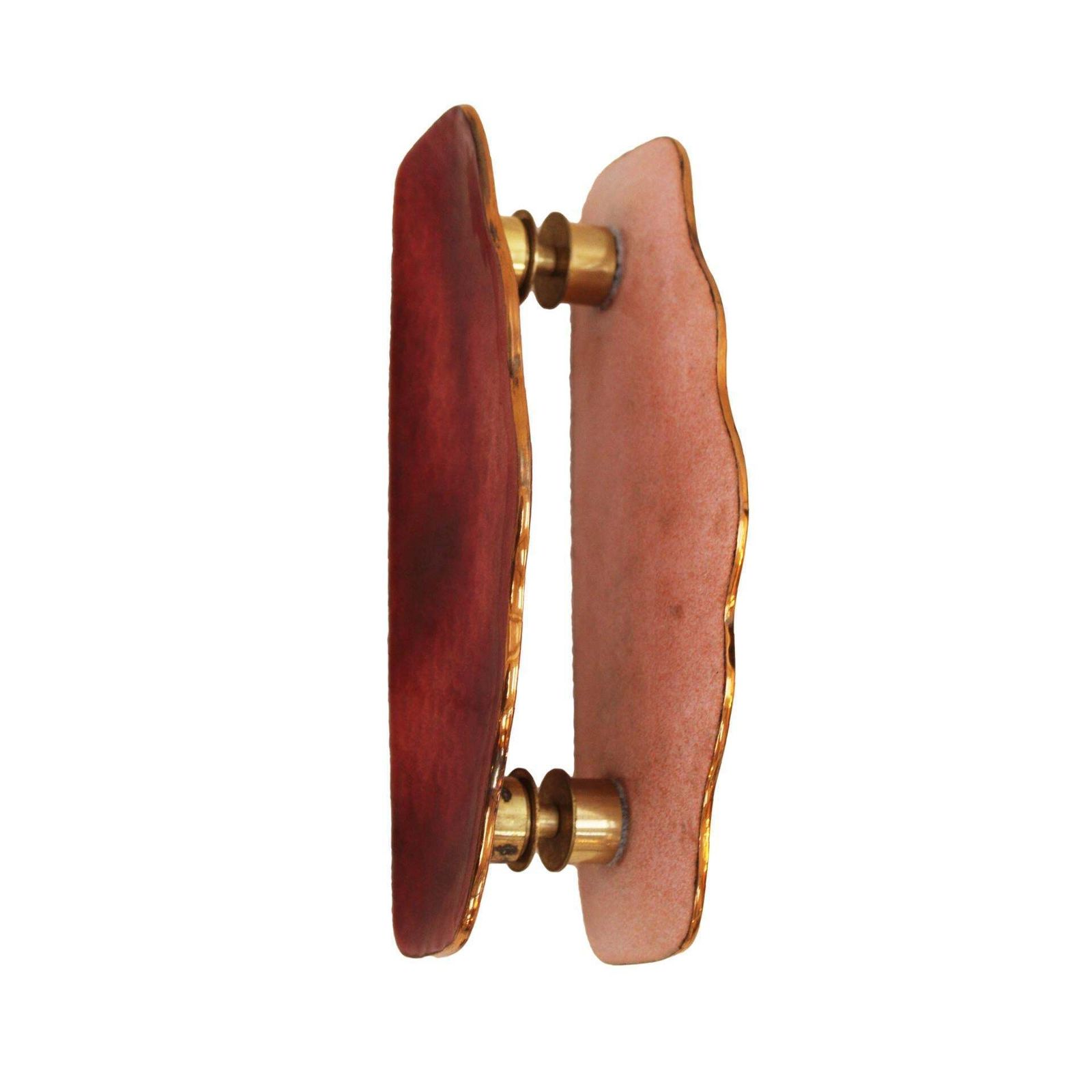 Italian Mid Century Door Handle By Paolo De Poli In Red Enameled Copper, Circa 1960 photo Home Fixtures