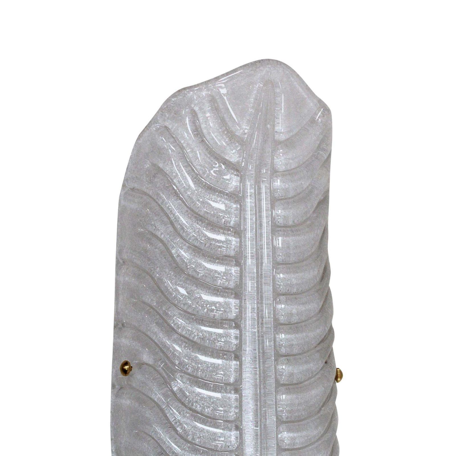 Pair Of Italian Wall Sconces Made Of Hand Blown Murano Glass And Brass Feather photo vinterior