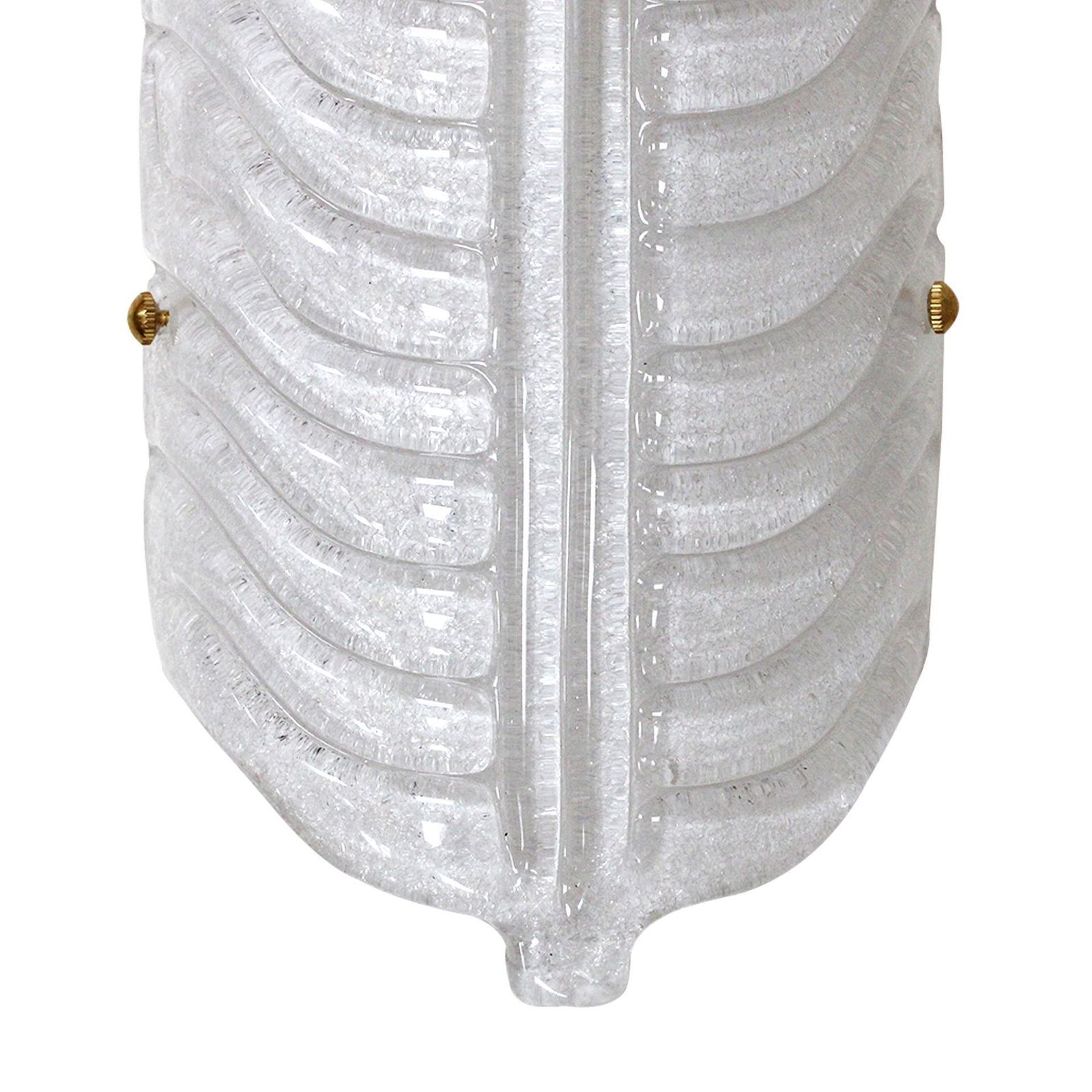 Pair Of Italian Wall Sconces Made Of Hand Blown Murano Glass And Brass Feather photo buy
