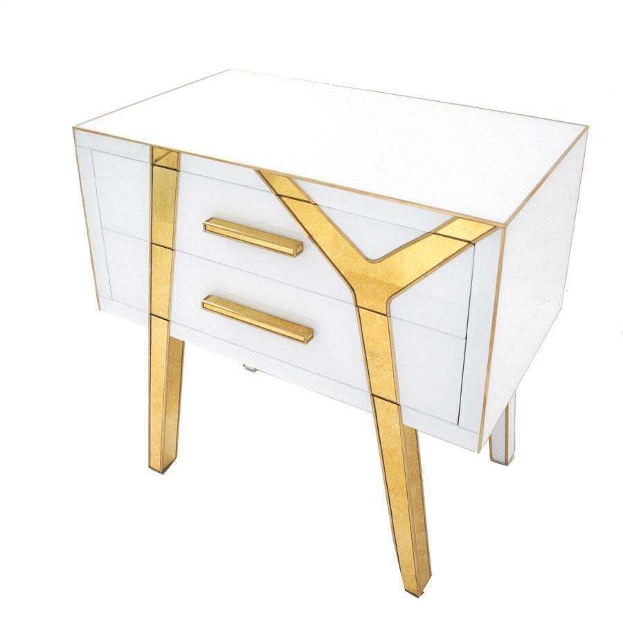 Pair Of Contemporary Italian Bedside Tables In Solid Wood And Glass By La Studio A photo for sale