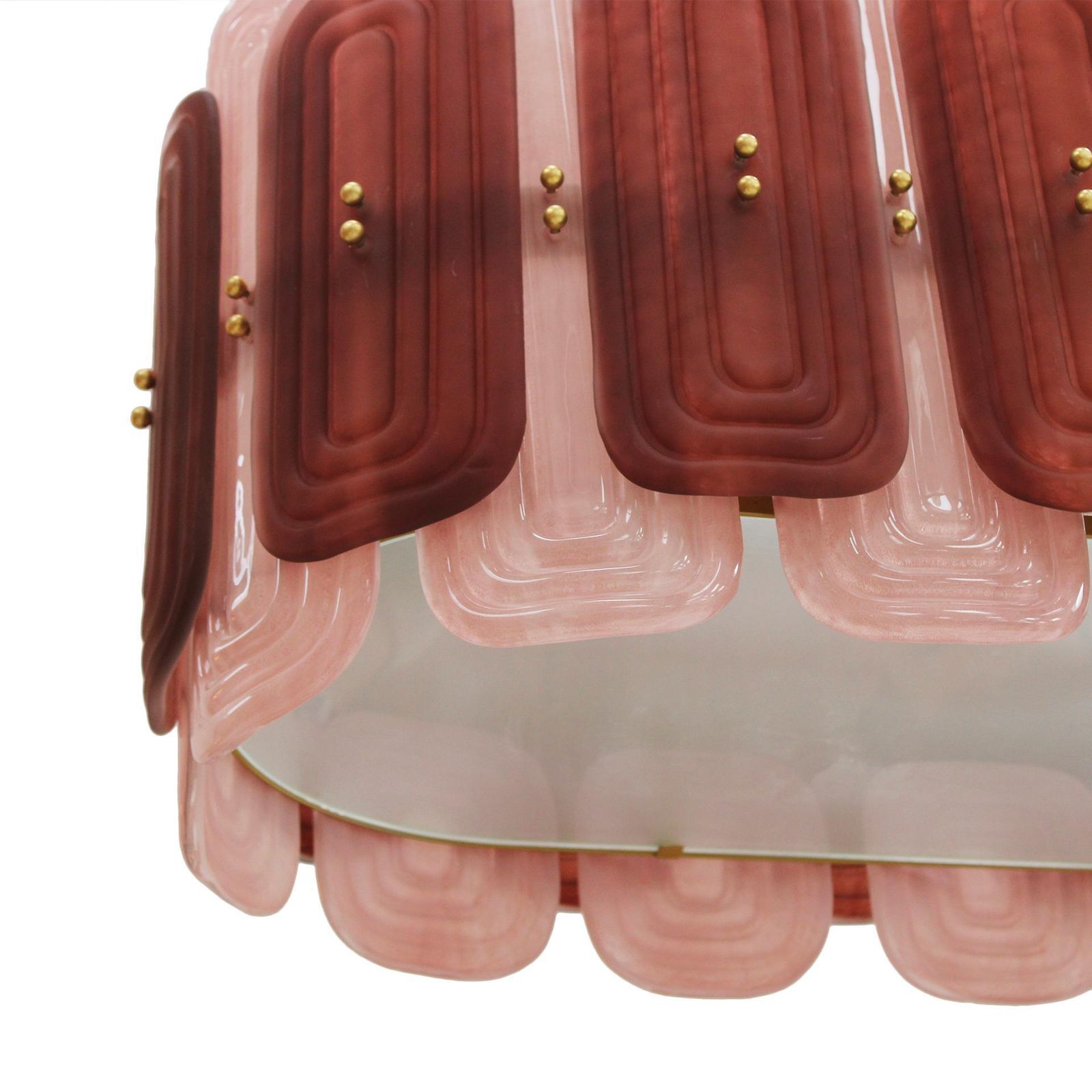 Murano Glass Suspension Lamp With Gold Metal Structure, Italy photo for sale