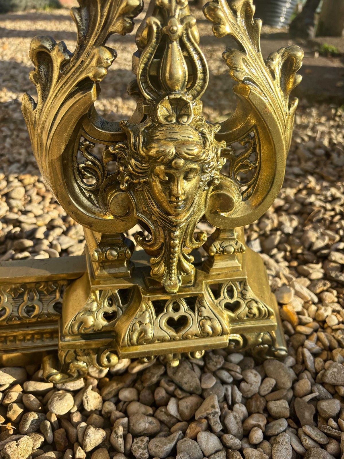 A Pair Of Quality Brass 19th Classical French Chenets On Adjustable Fender photo Home Fixtures