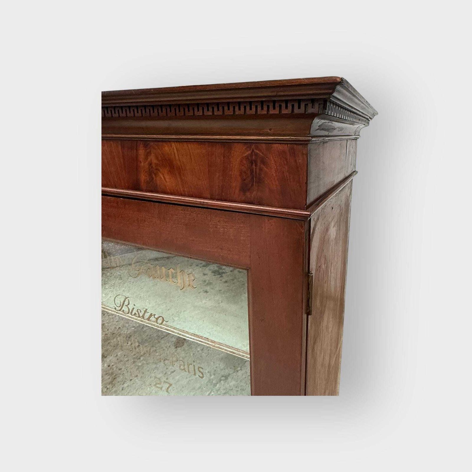 Edwardian Glazed Bookcase 2 Door Glazed Cupboard With Later Lettering photo vinterior