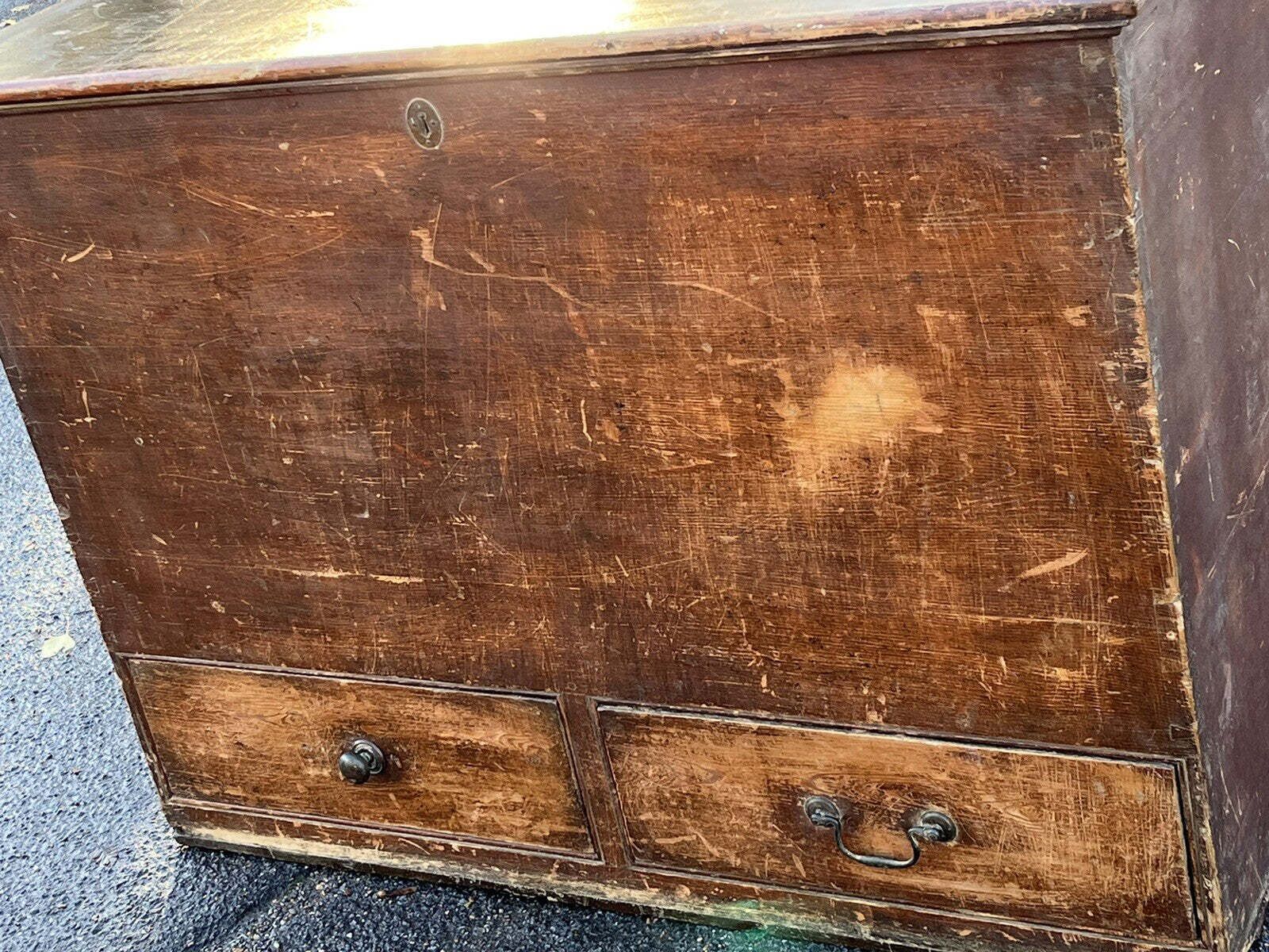 Georgian Pine Trunk / Chest, 2 Drawers, Large In Size. Lots Of Storage. photo 663.0