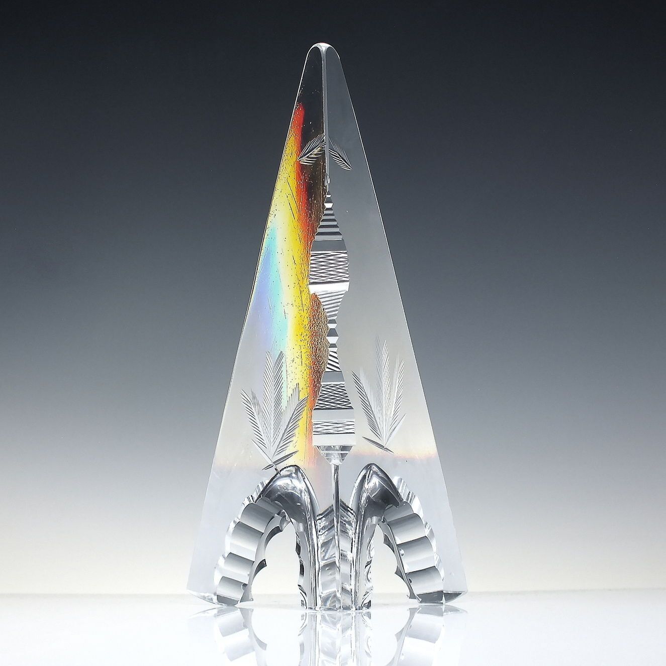 Tall Edwardian Antique Glass Obelisk Paperweight C1910 photo for sale
