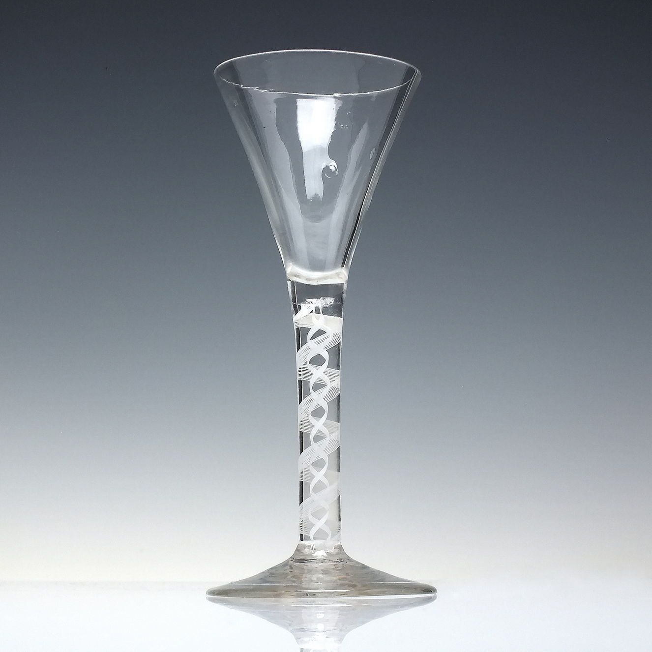 Rare 18th Century Trumpet Bowl Opaque Twist Wine Glass C1760 photo furniture
