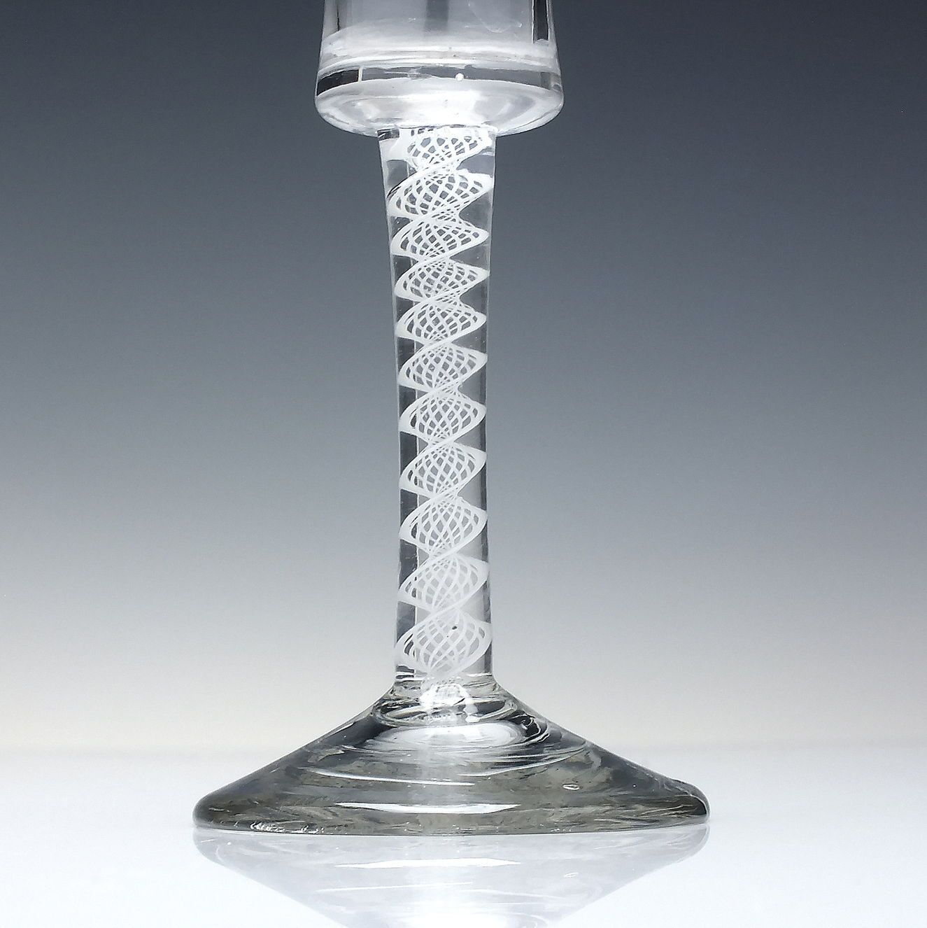 18th Century Waisted & Flared Bucket Bowl Opaque Twist Wine Glass C1760 photo for sale
