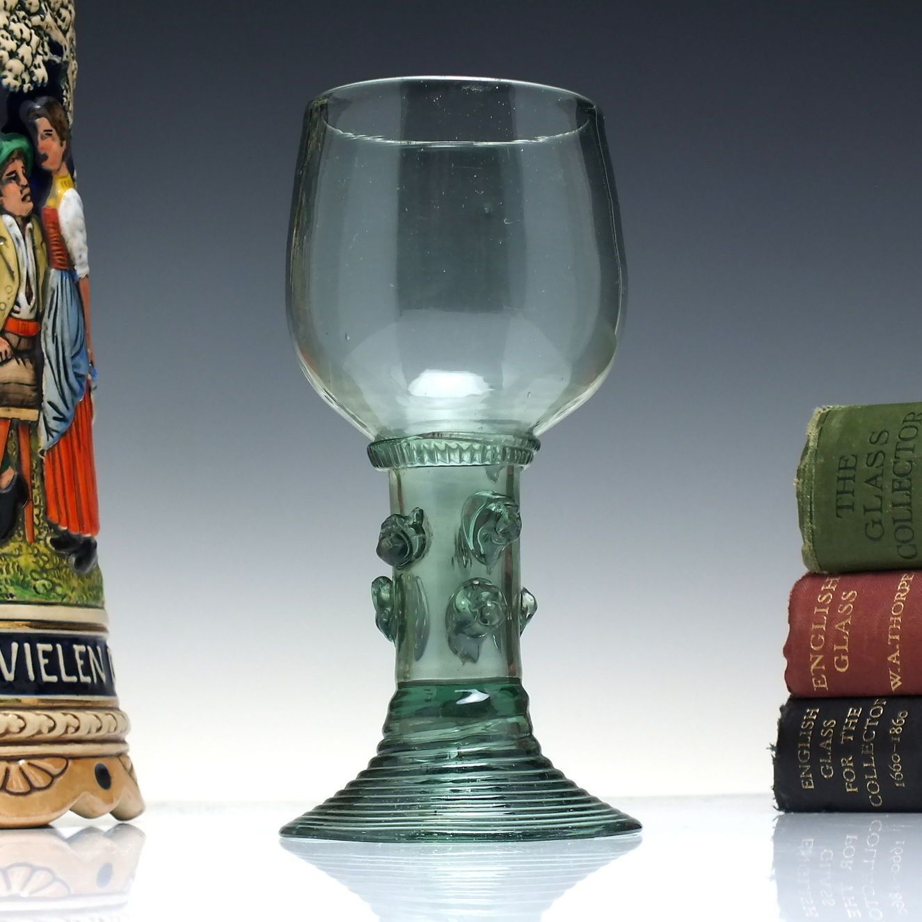 18th Century Green English Export Wine Roemer Glass With Hollow Stem C1790 photo vinterior