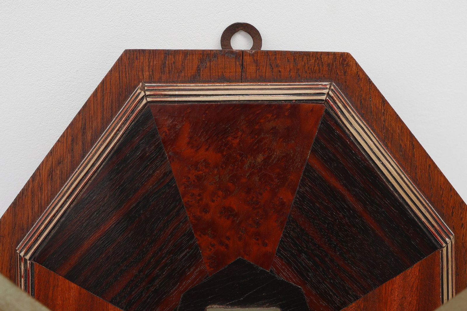 Art Deco Wall Mounted Coat Rack With Geometric Marquetry, France, 1930s photo for sale