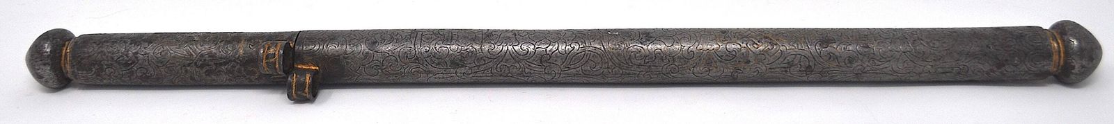 Antique Tibetan Iron Document Holder, 16th 17th Century, Parcel Gilt Scrollwork Pen Case, Rare Himalayan Antiquity Collector Gift photo 650.0