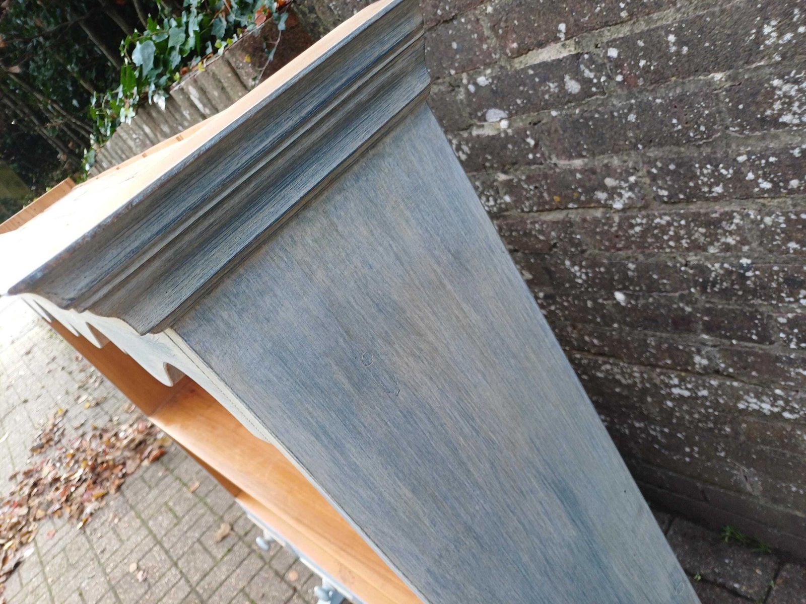 Rustic Pine Dresser Top Wall Shelf With Drawers Hand Painted Blue Distressed Finish Country Cottage Kitchen Storage Unit photo vinterior
