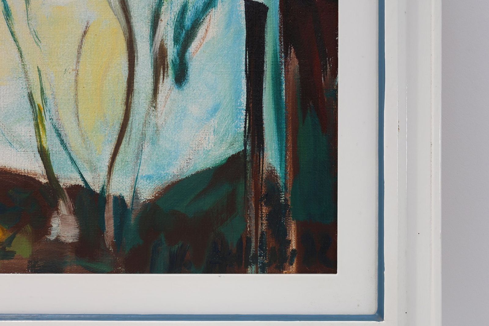 photo for sale Belgian Artist, Modern Abstract Landscape, Oil On Canvas, 1982