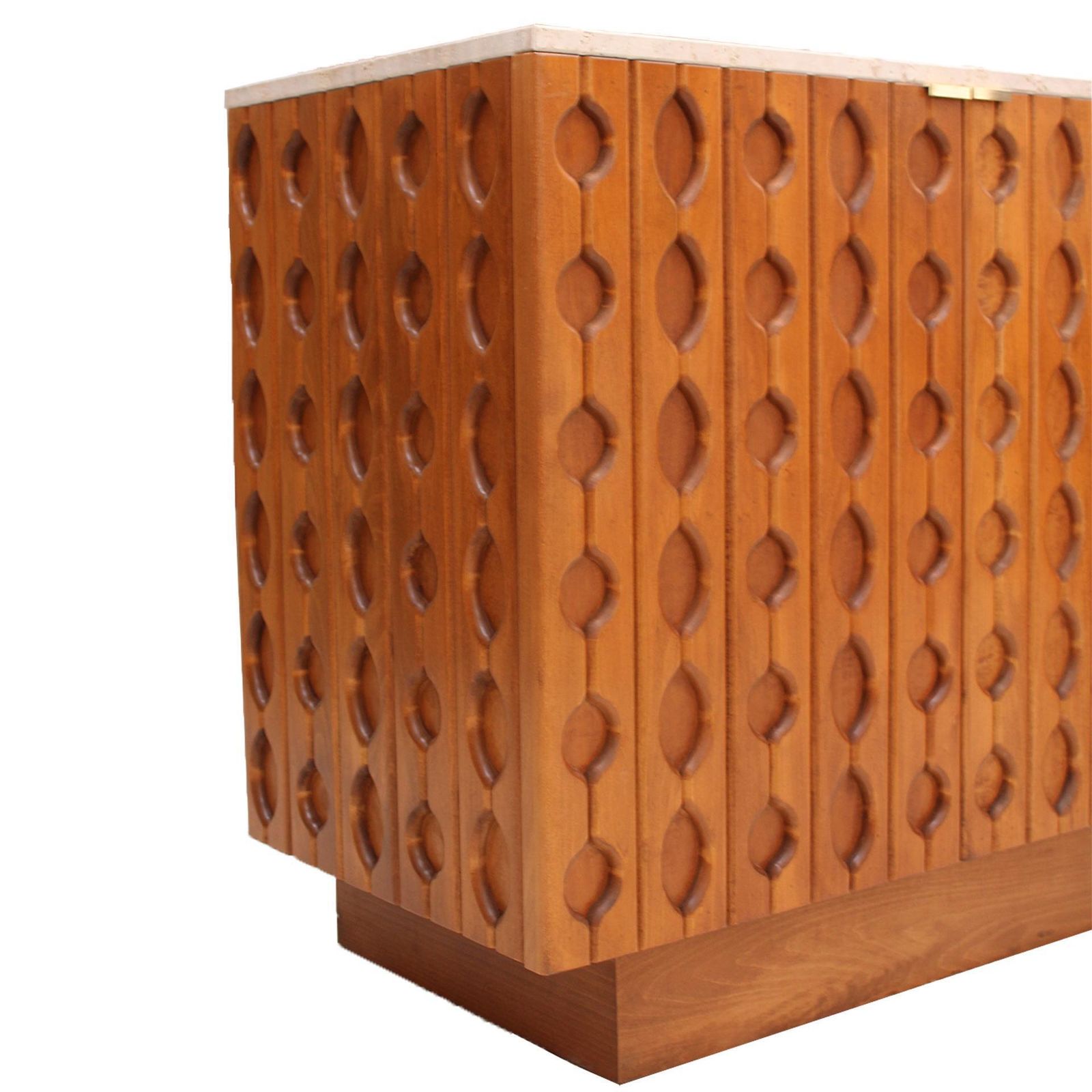 Contemporary Pair Of Italian Sideboards In Solid Wood And Travertine photo vinterior