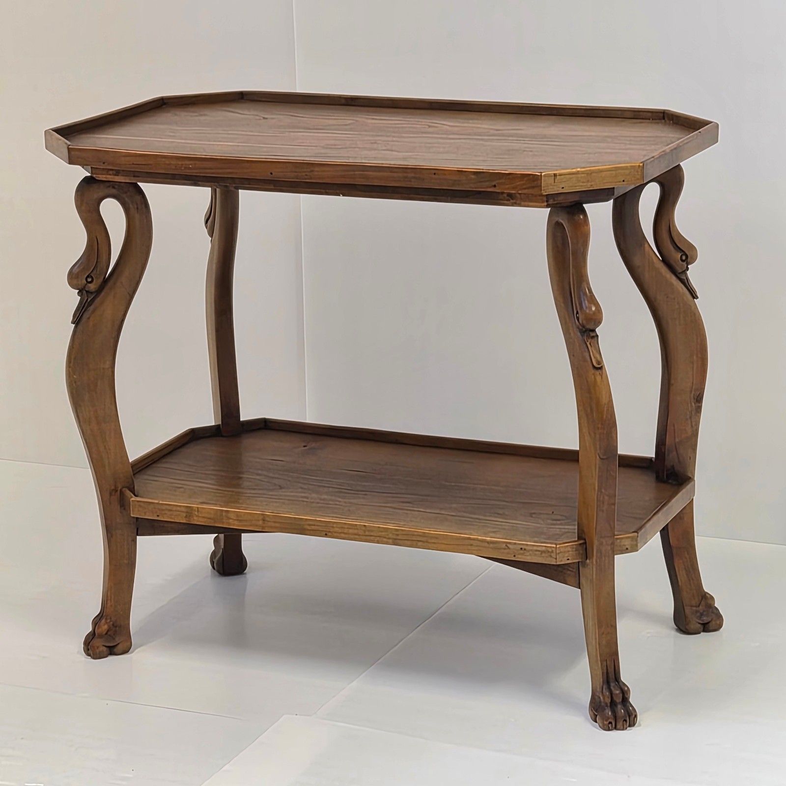 Gueridon Art Deco Art Nouveau Vintage Swans & Lion Paw Console Table