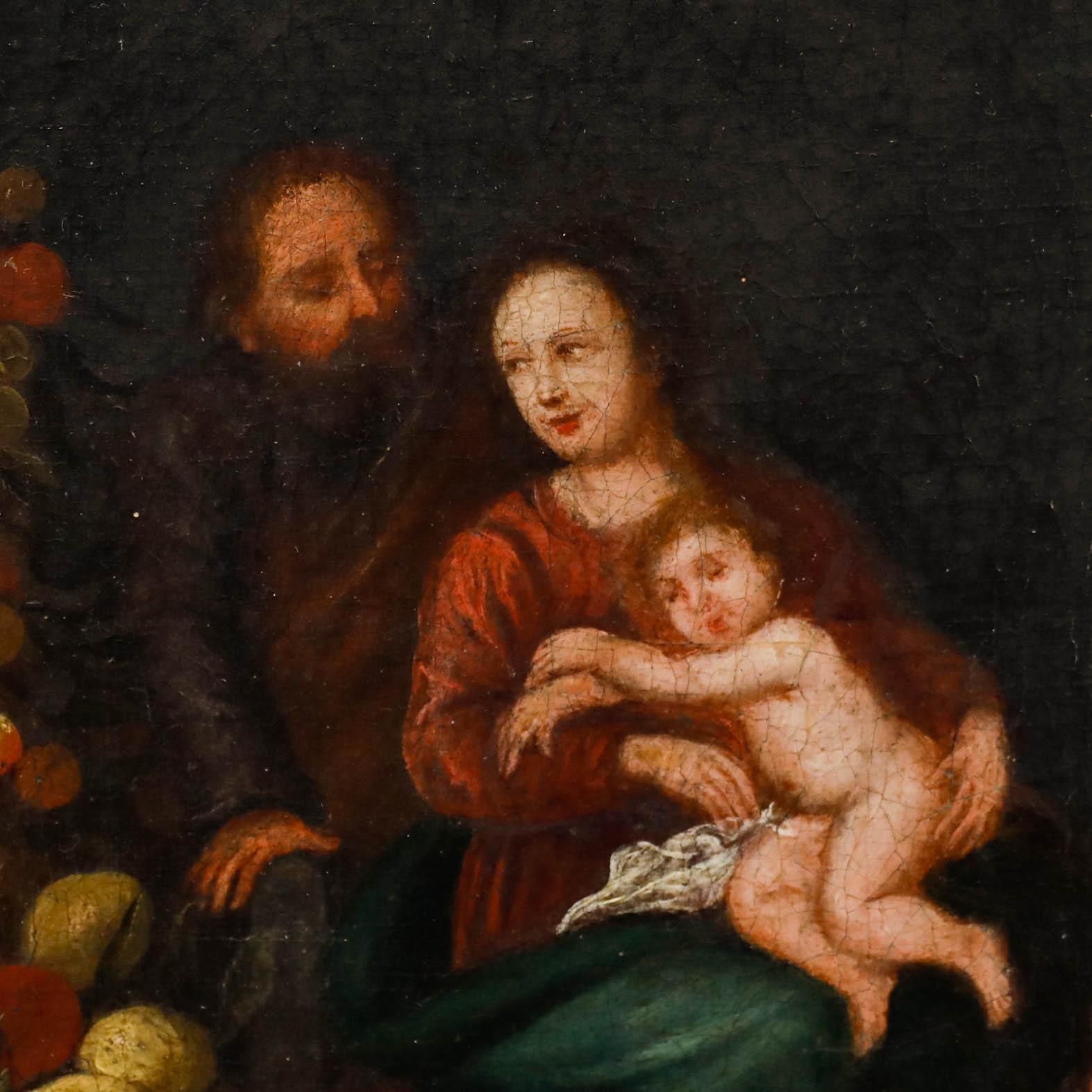 Follower Of Andries Daniels 17th Century Oil, Fruit Garland With Christ photo Art