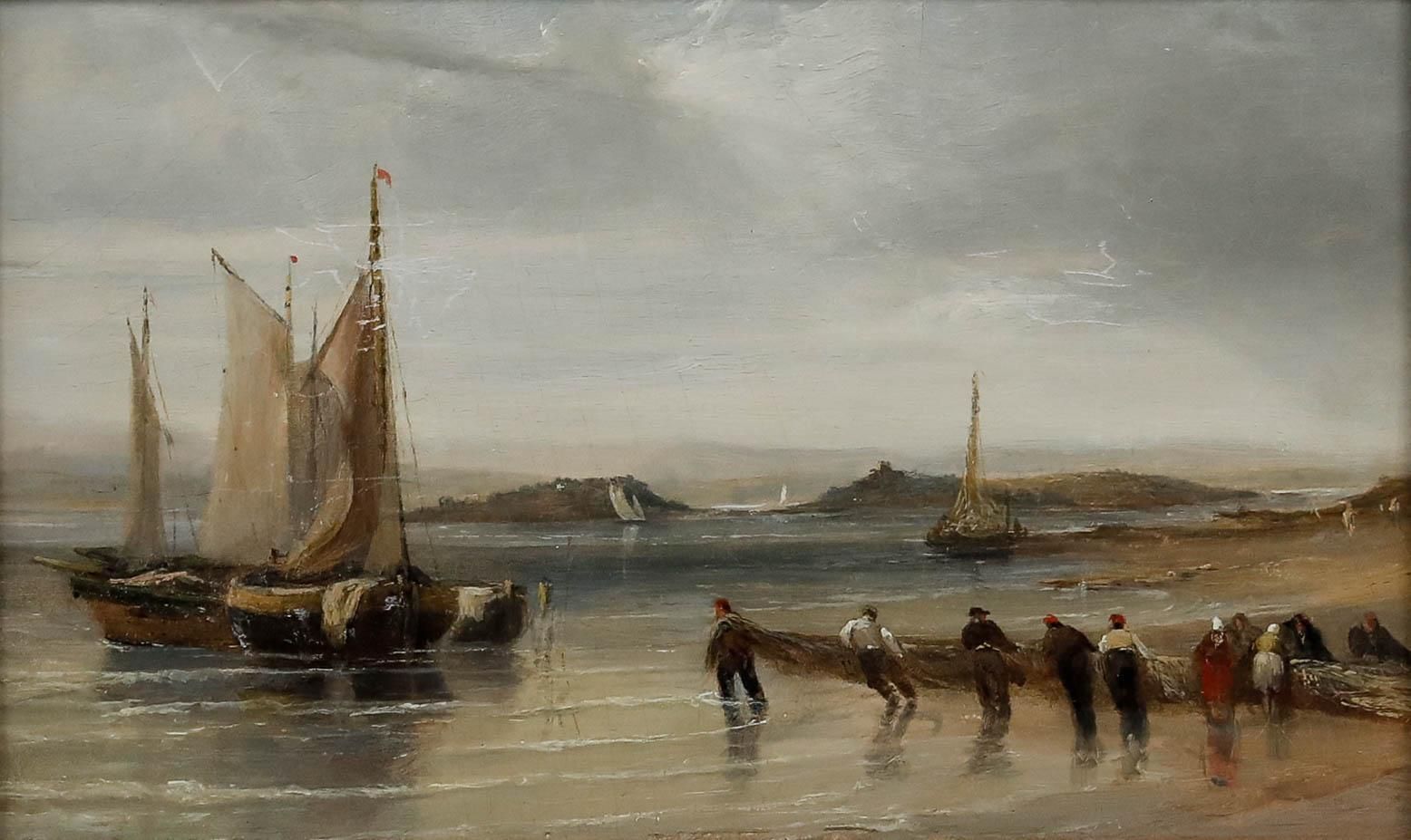 Attrib. James Edwin Meadows (1828 1888) Mid 19th Century Oil, The Day's Catch photo furniture