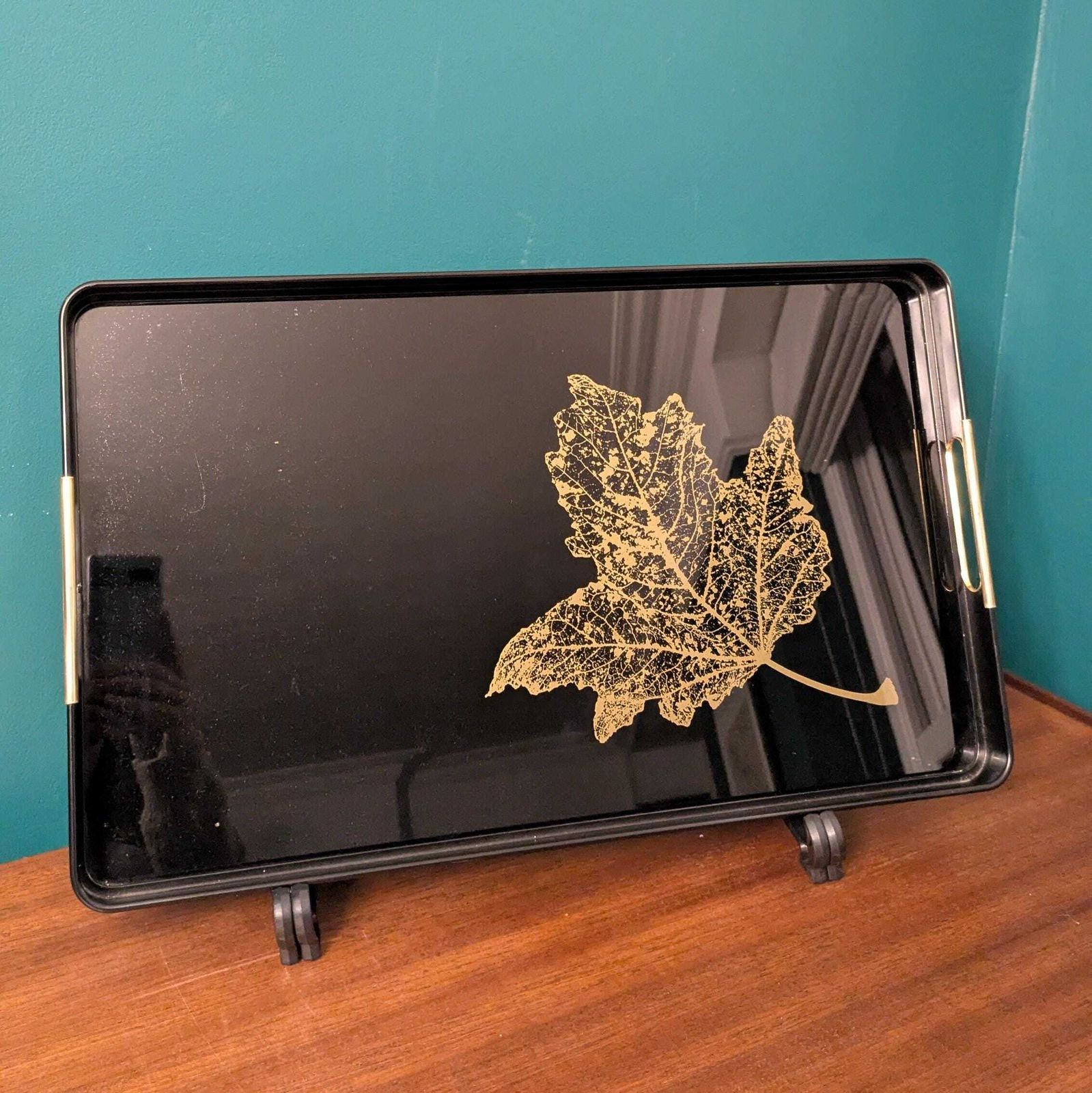 Vintage 1960 70 Patent Mb Italy High Gloss Acrylic & Brass Tray Mid Century Hollywood Regency