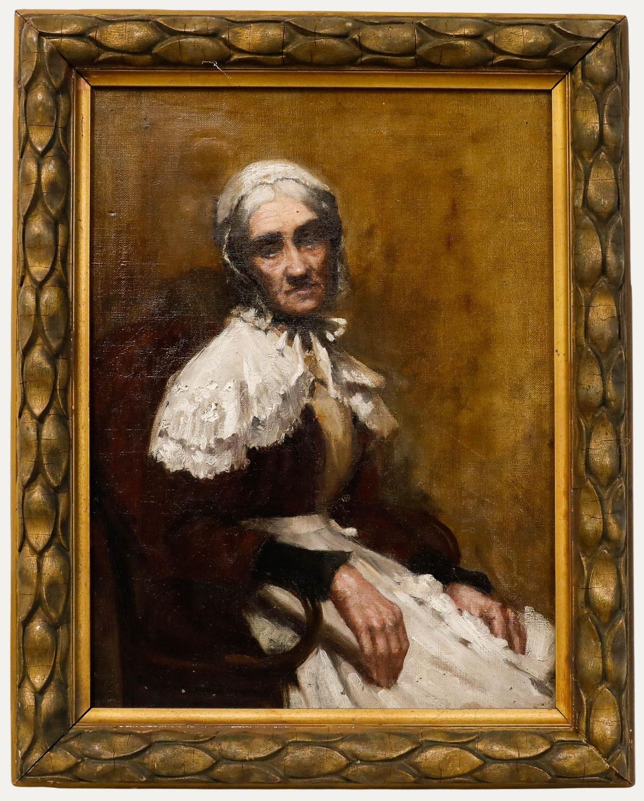 Framed 19th Century Oil Portrait Of An Elderly Lady