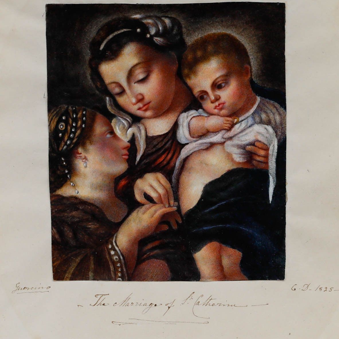 After Guercino 1825 Watercolour, Mystic Marriage Of St Catherine photo 195.0