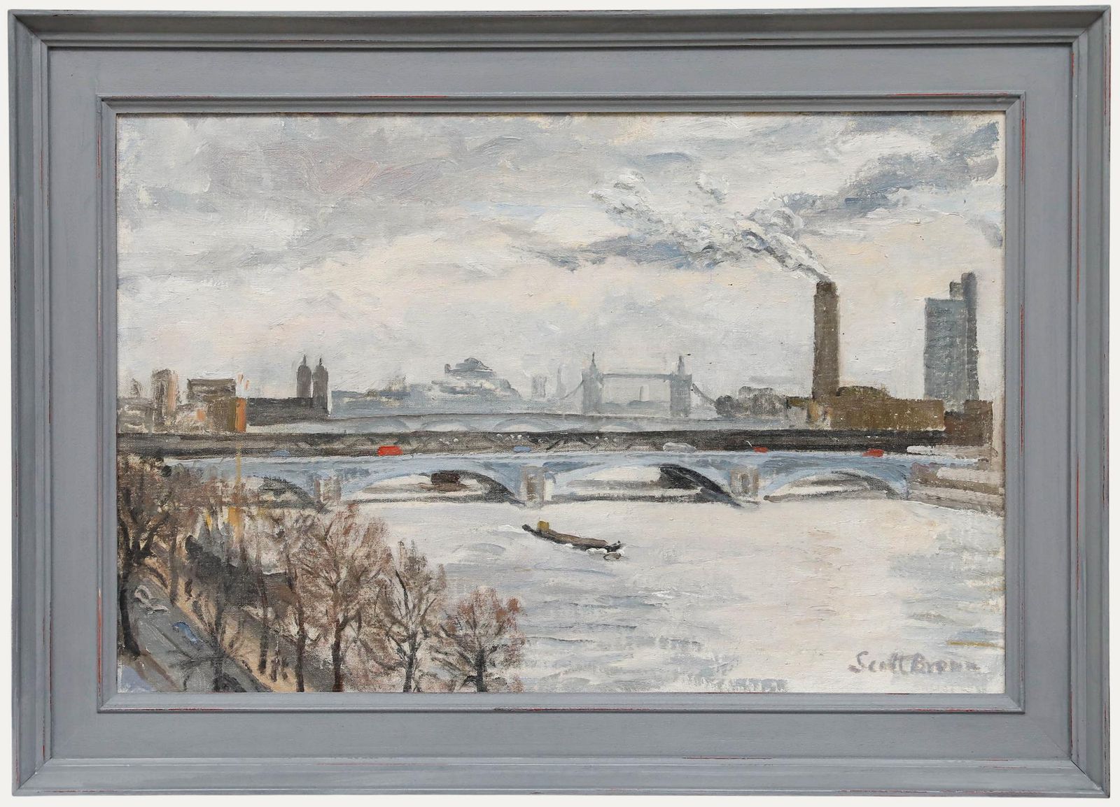 Scott Brown 20th Century Oil, View To London Bridge