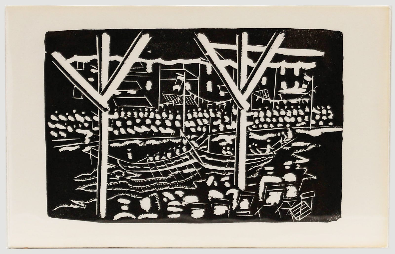 Albert Masri (1927 2020) Mid 20th Century Woodcut, The Harbour