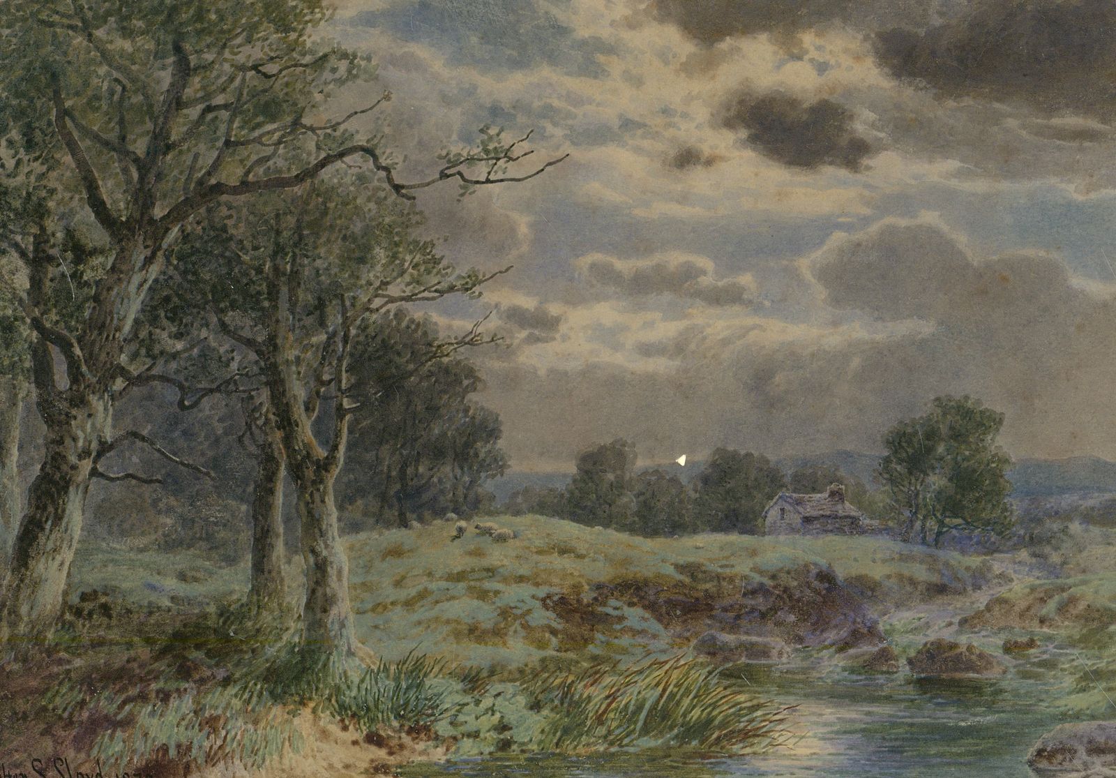 Walter Stuart Lloyd (1845 1959) 1879 Watercolour, Moonlight On Hampstead Heath photo furniture