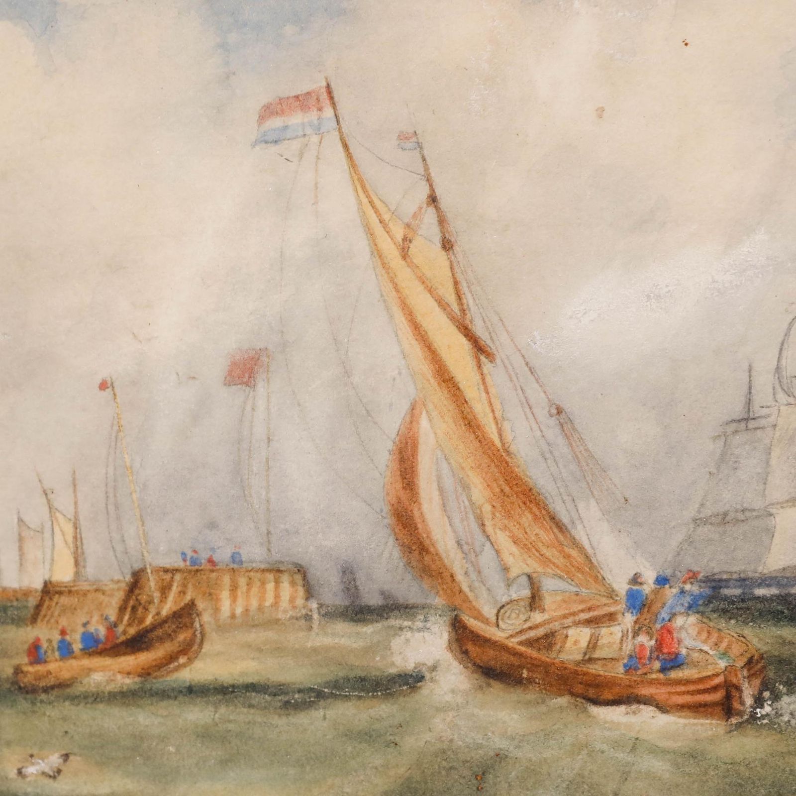 A. Burgess Framed Late 19th Century Watercolour, Netherlands Navy At Sea photo Art