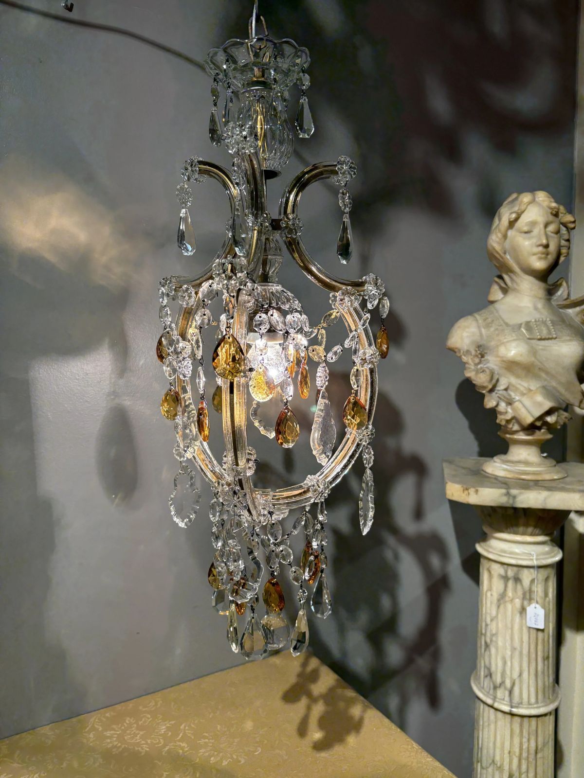 Italian Mid Century “Maria Teresa” Chandelier With Bohemian Crystal photo for sale