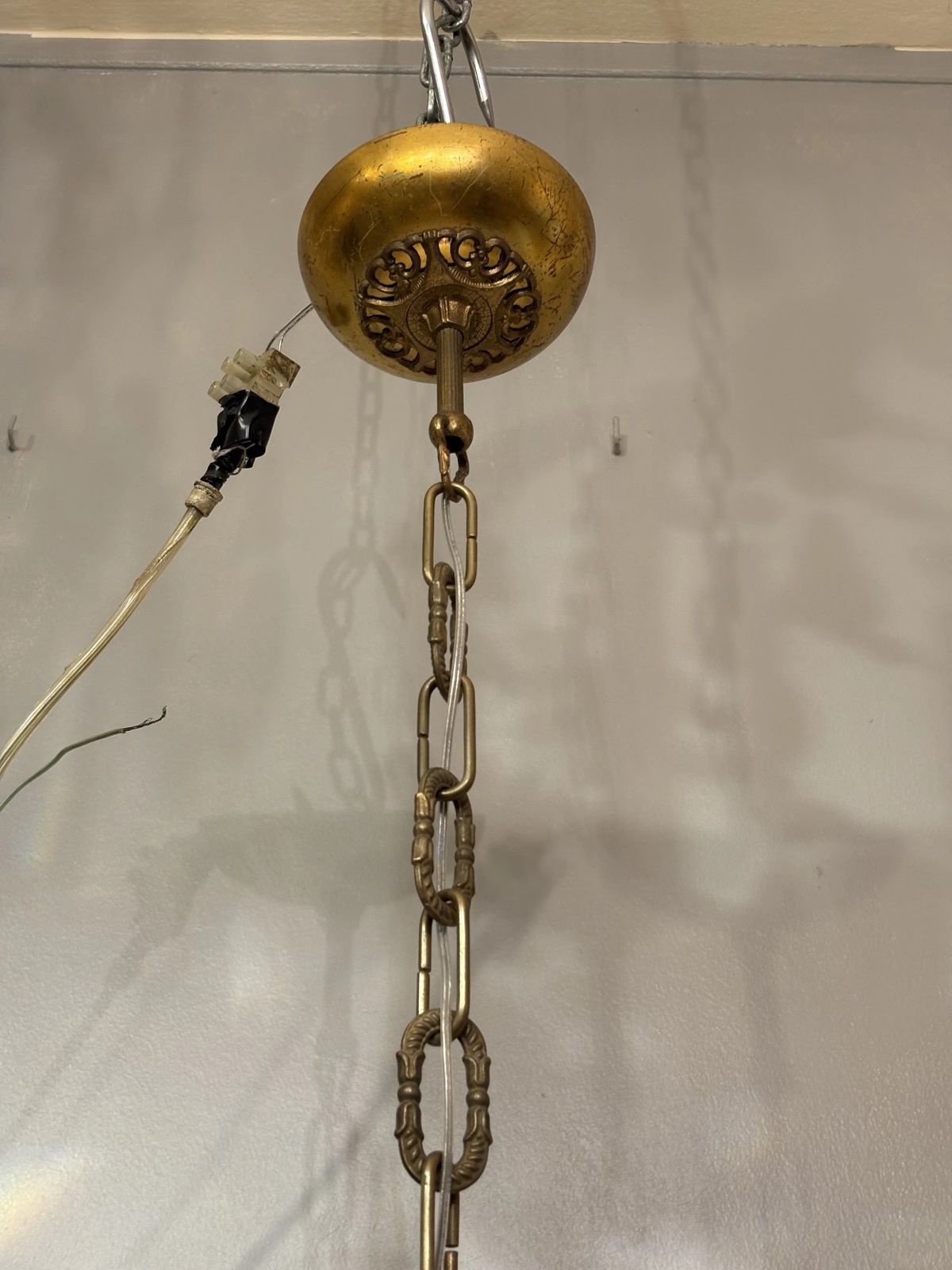 photo for sale Italian Empire Style Chandelier In Gilt Brass And Bohemian Crystal