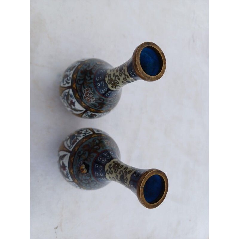Pair Of Chinese Cloisonné Enamel Vases photo furniture